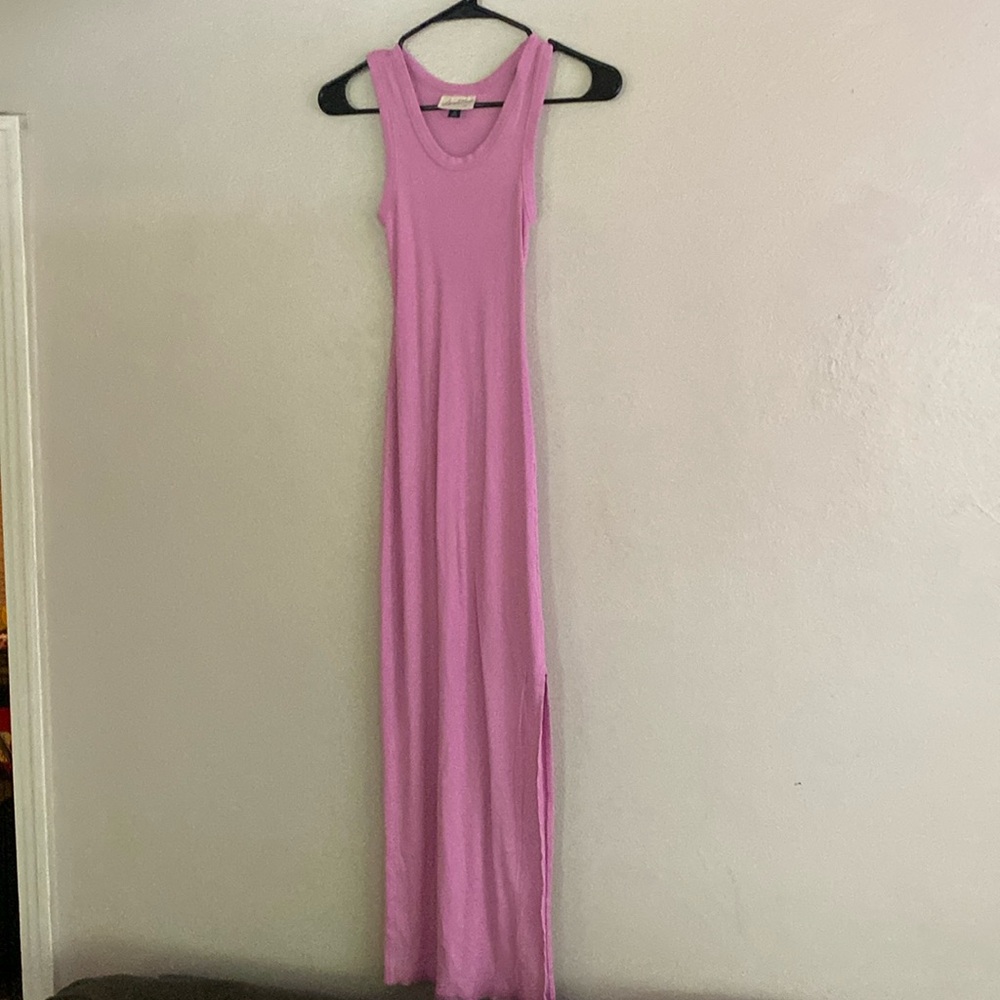Pink ribbed tank top maxi dress